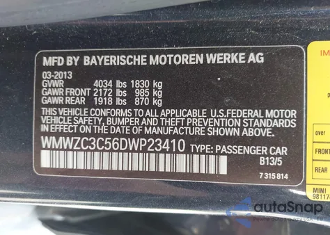 2013 Mini Countryman Cooper S from USA, damaged, VIN WMWZC3C56DWP23410